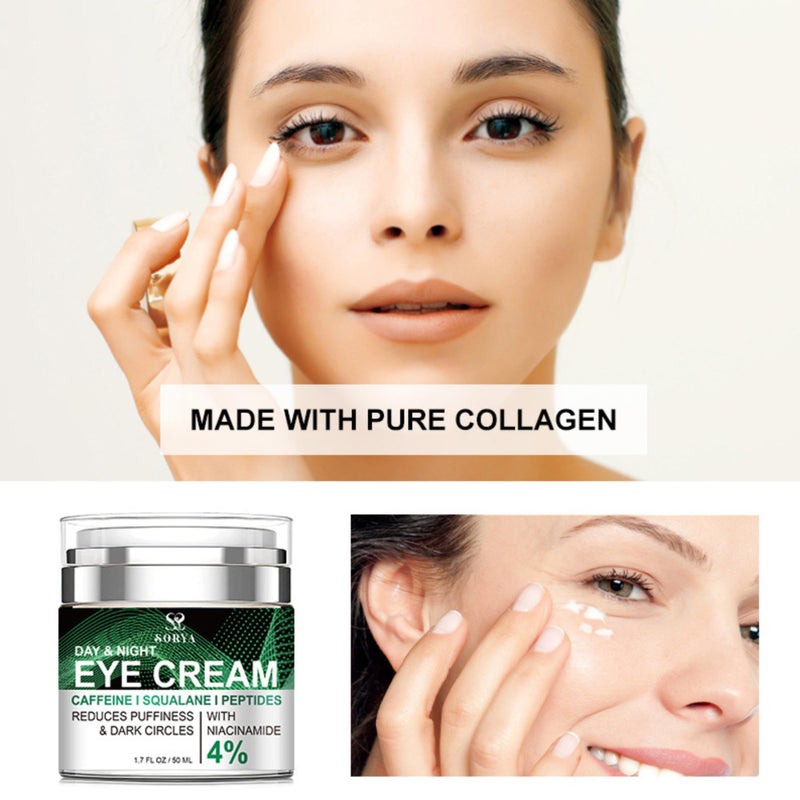 SORYA Caffeine Eye Cream Dark Circles Puffiness, Wrinkles Fine Lines, Under-Eye Bags Anti-Aging Collagen Revitalize Your Look with Our Advanced Formula for a Youthful Glow - Image 3